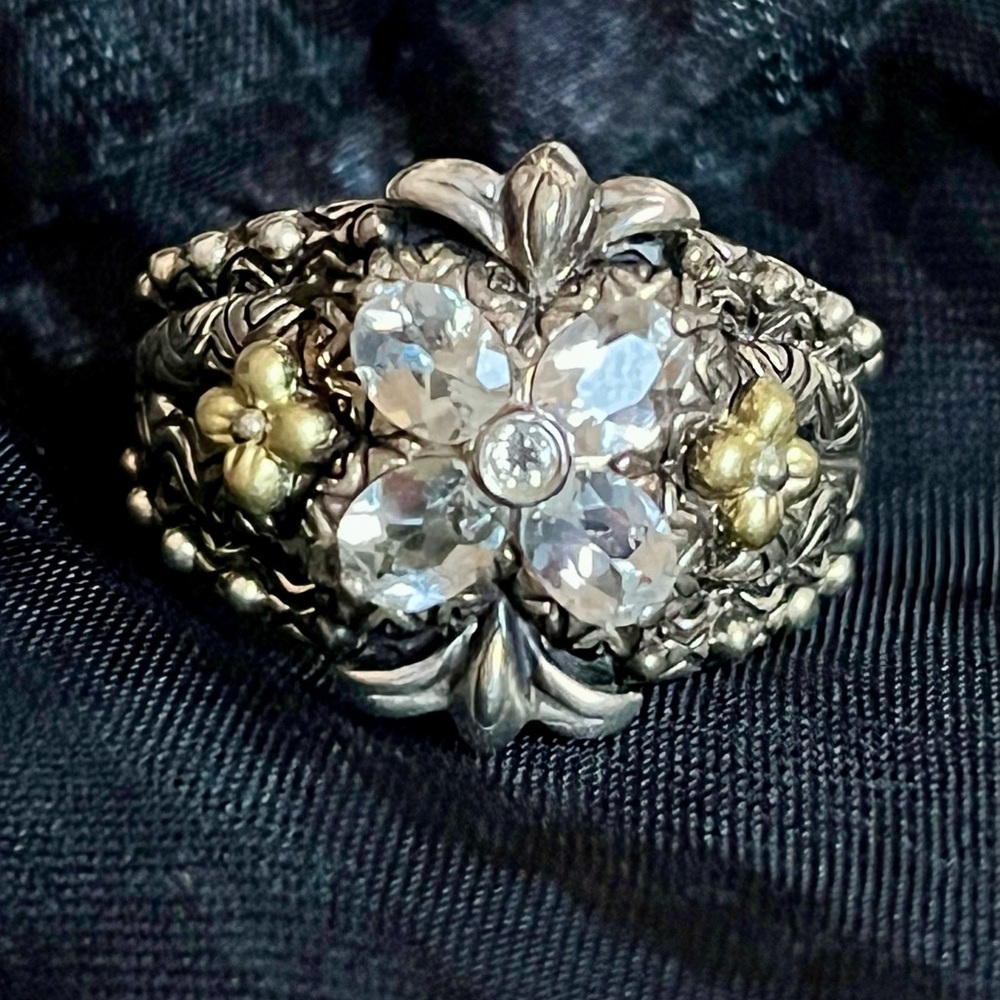 Barbara Bixby Elegant Silver and Gold Floral Ring